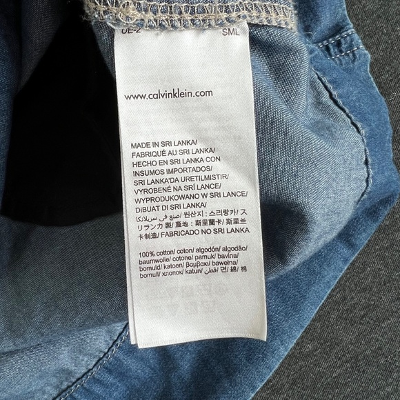 Calvin Klein Jeans Short Sleeve Chambray Zip Mini Dress Size Large - Picture 9 of 14